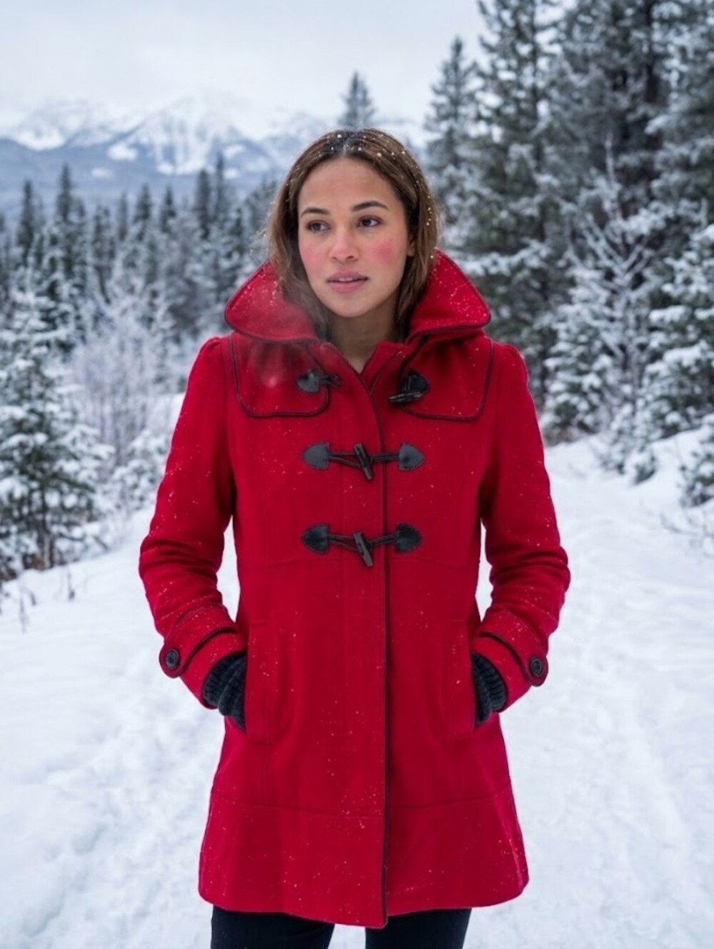 Guess Pea Coat Red Sz XL Wool blend